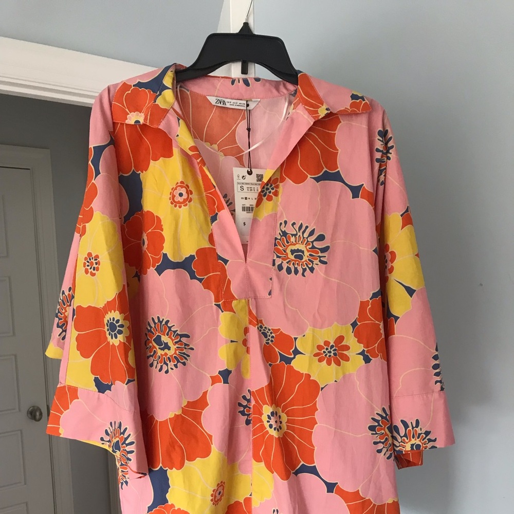 Zara floral printed blouse